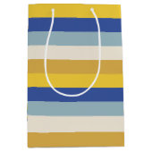 Sac Cadeau Moyen Bleu jaune moderne rayures crème Hanoukka (Devant)