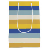 Sac Cadeau Moyen Bleu jaune moderne rayures crème Hanoukka (Dos)