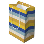Sac Cadeau Moyen Bleu jaune moderne rayures crème Hanoukka (Dos Angle)
