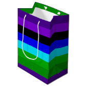 Sac Cadeau Moyen Bleu, Noir, Bleu et Vert (Devant Angle)