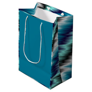 Sac Cadeau Moyen Bleu noir et blanc abstrait 