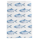 Sac Cadeau Moyen Bleu Poisson Aquarelle Côtière (Dos)