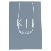 Sac Cadeau Moyen Bleu Poussiéreux Monogramme Initial Minimal Tendan (Dos)