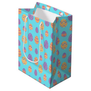 Sac Cadeau Moyen Bleu printanier coloré pour les oeufs de Pâques