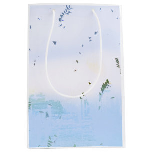Sac Cadeau Moyen Bleu rêve vert feuille design Favoriser