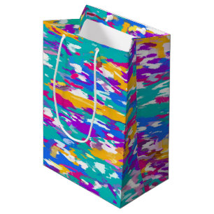 Sac Cadeau Moyen Bleu, rose et jaune