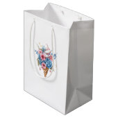 Sac Cadeau Moyen Bleu rose Floral Glace Cone Anniversaire (Dos Angle)
