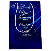 Sac Cadeau Moyen Bleu royal, diamants et coeurs (Devant)