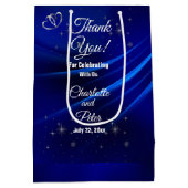 Sac Cadeau Moyen Bleu royal, diamants et coeurs (Dos)