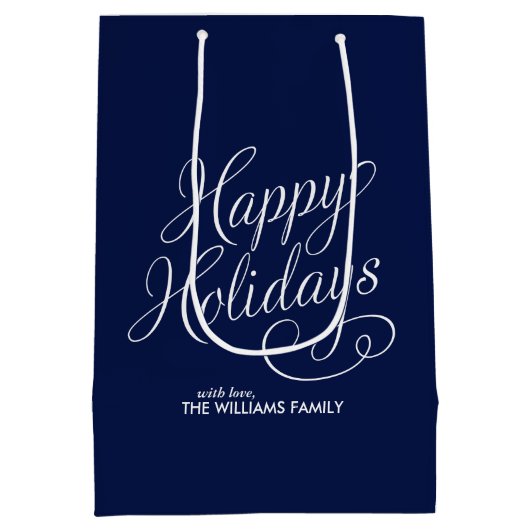 Sac Cadeau Moyen Bleu Scripté Joyeuses Fêtes (Dos)