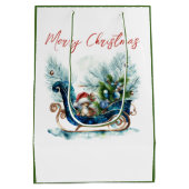 Sac Cadeau Moyen Bleu Sled Bébé Reindeer (Dos)