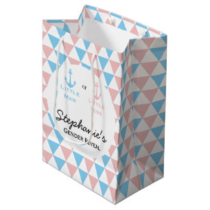 Sac Cadeau Moyen Bleu, Triangles Rose Genre Révéler Ancre Nautique