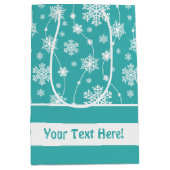 Sac Cadeau Moyen Bleu Turquoise brillant hiver blanc Motif Flocon d (Devant)