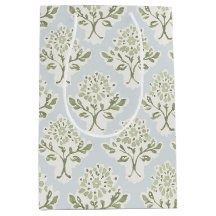 Bloc de fleurs imprimé vert doux sur fond bleu cie