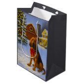 Sac Cadeau Moyen Bloodhound Holiday Card (Devant Angle)