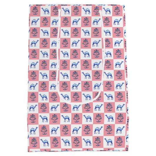 Sac Cadeau Moyen Bloquer Imprimer Lotus Fleurs & Camels (Dos)