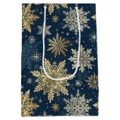 Sac Cadeau Moyen Blue and Gold Snowflake Christmas (Dos)