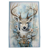 Sac Cadeau Moyen Blue Deer porte une couronne de fleurs (Dos)