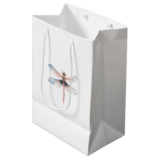 Sac Cadeau Moyen Blue Dragonfly Baby Shower (Devant Angle)