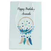 Sac Cadeau Moyen Blue Dreamcatcher Design Boho élégant (Dos)