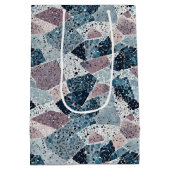 Sac Cadeau Moyen Blue et Mauve Abstrait Terrazzo Design (Dos)