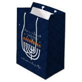 Sac Cadeau Moyen Blue et White Hanukkah Custom (Dos Angle)