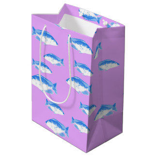 Sac Cadeau Moyen Blue fish on lilac