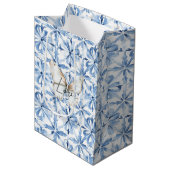 Sac Cadeau Moyen Blue Floral Butterfly Love (Devant Angle)