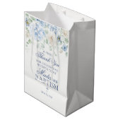Sac Cadeau Moyen Blue Floral Hydrangea Baptême botanique Favoriser (Devant Angle)