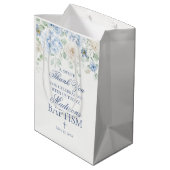 Sac Cadeau Moyen Blue Floral Hydrangea Baptême botanique Favoriser (Dos Angle)