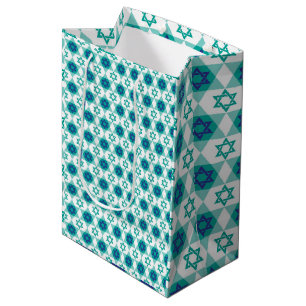 Sac Cadeau Moyen Blue Green Star de David Motif