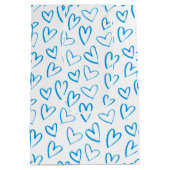 Sac Cadeau Moyen Blue Heart Pattern Medium Gift Bag (Dos)