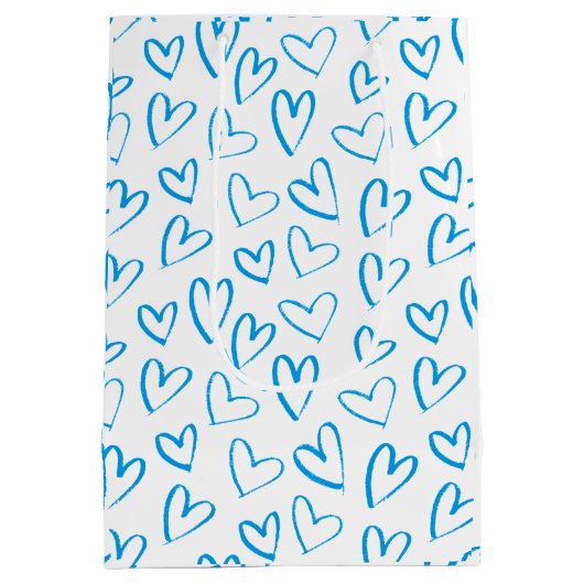 Sac Cadeau Moyen Blue Heart Pattern Medium Gift Bag (Dos)