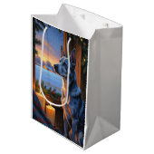 Sac Cadeau Moyen Blue Heeler With Christmas Lights Holiday  (Devant Angle)