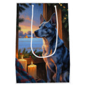Sac Cadeau Moyen Blue Heeler With Christmas Lights Holiday (Dos)