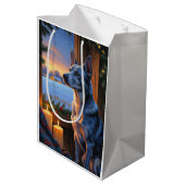 Sac Cadeau Moyen Blue Heeler With Christmas Lights Holiday (Dos Angle)