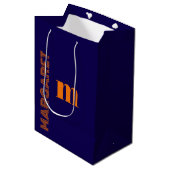 Sac Cadeau Moyen blue & orange custom initial name modern (Devant Angle)
