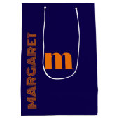 Sac Cadeau Moyen blue & orange custom initial name modern (Dos)