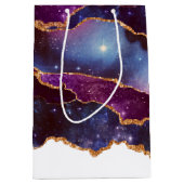 Sac Cadeau Moyen Blue & Purple Space & Stars Agate moderne (Devant)