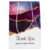 Sac Cadeau Moyen Blue & Purple Space & Stars Moderne Agate Merci (Devant)