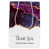 Sac Cadeau Moyen Blue & Purple Space & Stars Moderne Agate Merci (Dos)