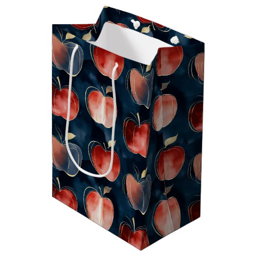 Sac Cadeau Moyen Blue Red Apples Best Teacher   (Devant Angle)