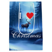 Sac Cadeau Moyen Blue Reindeer Custom Christmas (Dos)