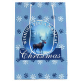 Sac Cadeau Moyen Blue Reindeer Snowflakes Christmas (Dos)