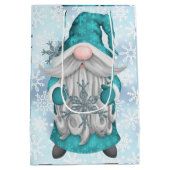 Sac Cadeau Moyen Blue Snowflake Gnome (Dos)