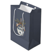 Sac Cadeau Moyen Blue White Champagne Gold Ornaments Christmas (Devant Angle)