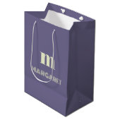 Sac Cadeau Moyen blue & white custom initial name modern (Devant Angle)