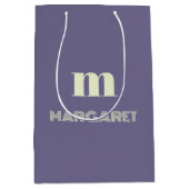 Sac Cadeau Moyen blue & white custom initial name modern (Devant)