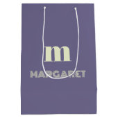 Sac Cadeau Moyen blue & white custom initial name modern (Dos)