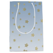 Sac Cadeau Moyen Blue White Gold Stars Anniversaire (Devant)